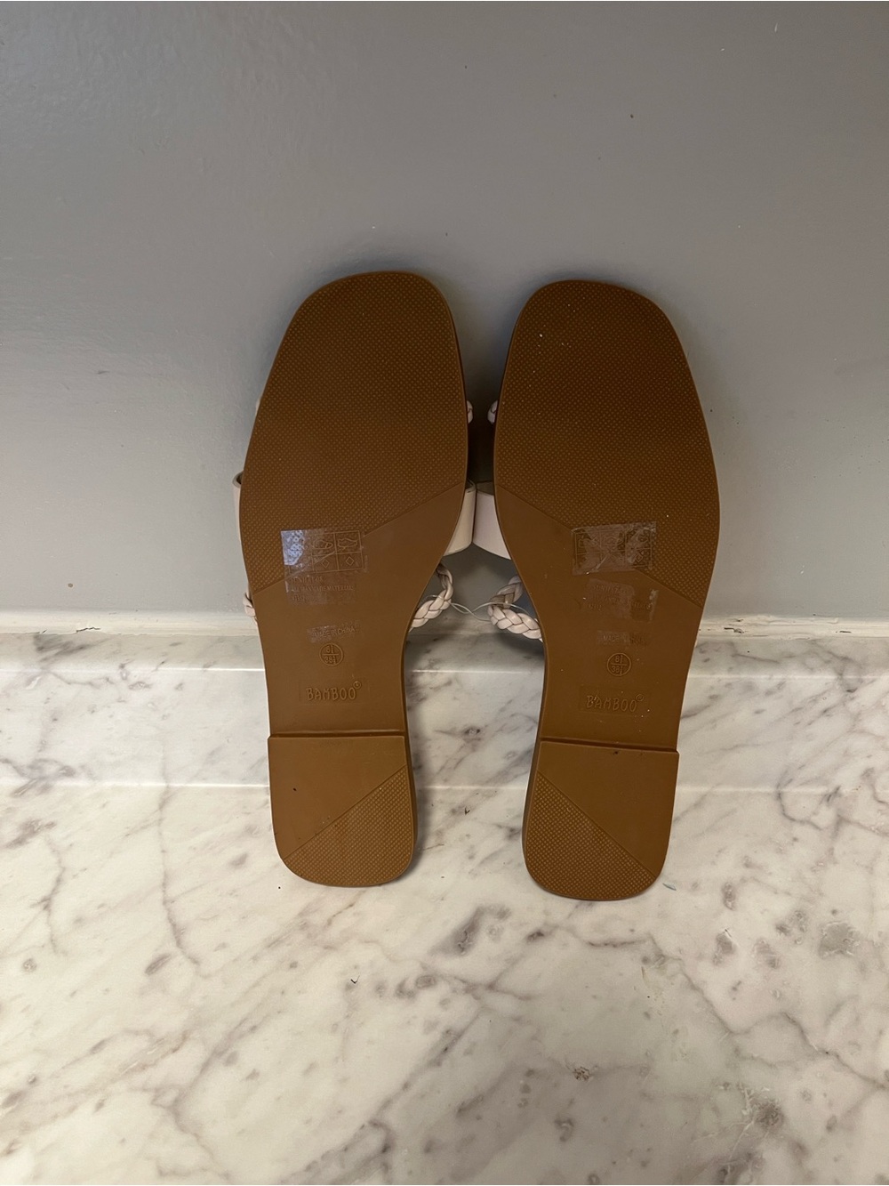 BAMBOO Braided Double-Strap Slide Sandals in Blush - Picture 2 of 2